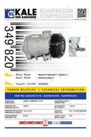 Resim KALE Renault Klima Kompresörü - [7pk - V Kayıs Kasnagı] [119mm] - Kal 349820 