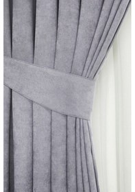 Resim Home Color Home Açık Gri Petek Kadife Dokulu Fon Perde Düz Dikişli Ekstrafor Büzgü 1.sınıf Kalite Açık Gri 