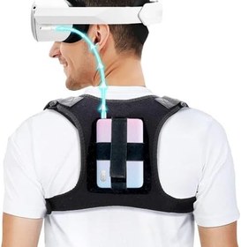 Resim MODJUEGO Back Strap for Oculus Quest VR Vision Pro Adjustable Holder,Wearable Shoulder Strap Holster Mount for Oculus/Meta Quest 3 Backup 