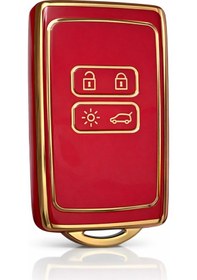 Resim Dacia Duster Sandero Iıı Sandero Stepway Kartlı Nano Anahtar Kılıfı Kırmızı Gold 