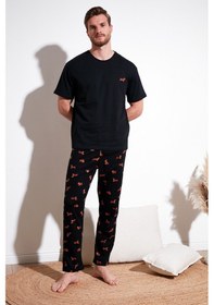 Resim Buratti Pamuklu Regular Fit Kısa Kollu Erkek Pijama Takımı 6572012 Siyah 