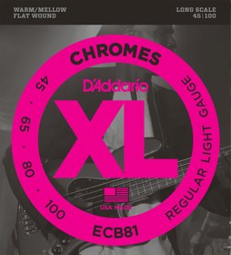 Resim D'Addario ECB81 XL Chromes 4 Telli Bas Gitar Teli - Regular Light (40-100) 
