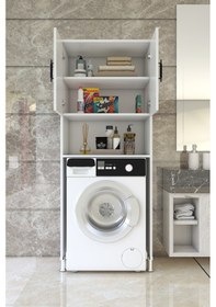 Resim Esmopa Mobilya Çok Amaçlı Banyo Çamaşır Makinası Dolabı Beyaz 