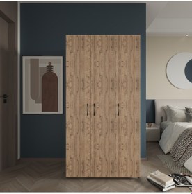 Resim Ed Pet Dizayn Doruk 3 Kapaklı Çam Elbise Dolabı Çok Amaçlı Dolap 
