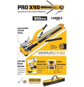 Resim Sgs116 - Lazerli 90cm Seramik Granit Fayans Kesme Makinası Rulmanlı Ve Taşıma Çantalı 