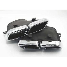 Resim Bimbo Mercedes Amg Sağ - Sol Çi̇ft Çıkış Egzoz Ucu Seti̇ Krom / Si̇yah 