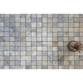 Resim Pietramosaic Gümüş/Silver Traverten Eskitme Doğal Taş Mozaik 
