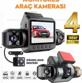 Resim Bakeey 4 Kameralı Araç Kamerası 360° Ön Arka İç Yan Kayıt Full HD Gece Görüşlü Park Modu Dash Cam 