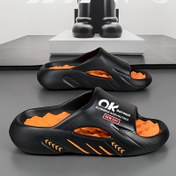 Resim Erkekler İçin Moda Renk Bloklu Baskılı Hafif Kapalı/Açık Hava Duş Plaj Tatil Spor Terlikleri, Çiftler için Trend ve Çok Yönlü Günlük Kullanım, Dayanıklı EVA Yapı Nötr Tasarım 