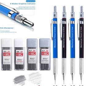 Resim İki Kalem veya Bir Kutu Kurşun, Metal Mekanik Kalem, 0.5 ve 0.7mm ile 100 adet Kurşun için Sanat Çizimi ve Boyama, Ofis Malzemeleri ve Kırtasiye için Otomatik Kalem., Teknik Çizim Araçları|Şık Metalik Kalem|0.5mm Kurşun Kalem 