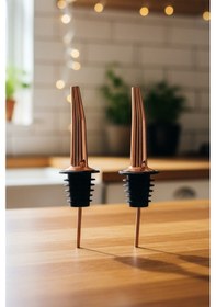 Resim Tiny - 2'li Yağdanlık Ve Şişe Ucu Yağdanlık Tıpası Paslanmaz Çelik Damlatmaz Tıpa Rose Gold 