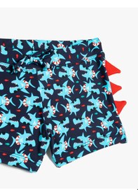 Resim Koton Köpek Balığı Baskılı Beli Bağlamalı Deniz Şortu Lacivert Desenli 5skb00005mm Lacivert Desenli 