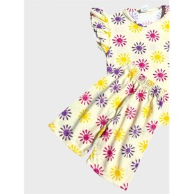 Resim Aliş Kids Kız Çocuk Pamuklu Sarı Güneş Desenli Kolları Fırfırlı Şortlu Yazlık Pijama Takımı 