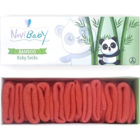 Resim Novibaby 5'li Bambu Yenidoğan Bebek Çorabı I Orange I 0-6 ay Turuncu 