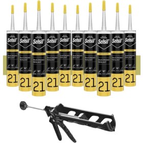 Resim Selsil Silikonize Mastik 500 Gr Bronz 10 Adet , Plastik Tabanca Bronz 