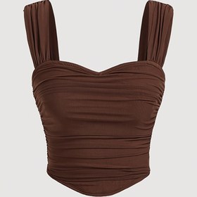 Resim Kadınlar için kahverengi sırtı açık seksi halter üst 