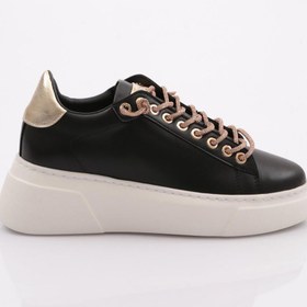 Resim Dgn Kadın Kalın Taban Silver Taş Bağcıklı Sneakers Ayakkabı Siyah-Beyaz 15299653118 