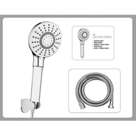 Resim Hgtec Rainy Lüks Duş Seti - 5 Fonksiyonlu Masaj Duş Başlığı + 150CM Ekstra Uzun Çift Kenetli Duş Spirali Hortumu + Duş Başlığı Mafsal Askısı 