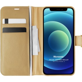 Resim Apple Iphone 12 Mini Kılıf Delux Leather Wallet Gold 