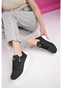 Resim Muggo Asia Garantili Kadın Ortopedik Günlük Bağcıklı Yandan Fermuarlı Rahat Sneaker Spor Ayakkabı Siyah - Beyaz 