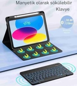 Resim Galaxy Tab A9 Plus Uyumlu X210/X215/X216/X218 Klavyeli Tablet Kılıfı Pembe 