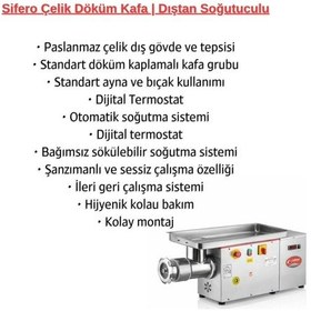 Resim Çağdaş No 32 Dıştan Soğutmalı Sifero Çelik Kıyma Makinesi 380v 