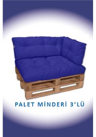 Resim Dış Ve Iç Mekan Palet Bahçe Balkon Havuz Başı Yer Minderi Koltuk Minderi Takımı Saksmavi 