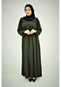 Resim Pileli Taşlı Ferace 2040 Haki Haki 