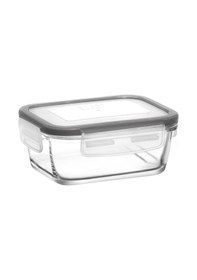 Resim LAV Fresco Cam Saklama Kabı Tekli Küçük Boy 400 ml Dikdörtgen Gri Kilitli Kapak 