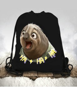 Resim Tisho Sloth Hahaha Büzgülü Spor Çanta 