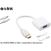 Resim S-link SL-HVS13 Hdmı Erkek To Vga Dişi + Audio Micro Usb Çevirici S-link SL-HVS13 Hdmı Erkek To Vga Dişi + Audio Micro Usb Çevirici