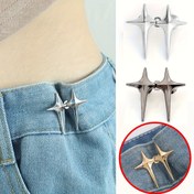 Resim 1/2 adet Ayarlanabilir Yıldız Şekilli Bel Düğmeleri - Altın ve Gümüş Metalik Kaplamalı Güvenli Anti-Blowout Pimler, Günlük ve Resmi Giyim için Mükemmel, Günlük Giyim Düğmeleri | Yıldız Şekilli Düğmeler | Dayanıklı Metal Düğmeler, Kot Düğmeleri 