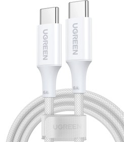Resim Ugreen USB-C 100W 3A QC PD Silikon Örgülü Hızlı Şarj Kablosu, 1 Metre, Beyaz, 15267 