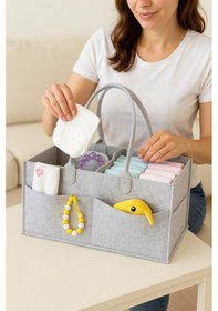 Resim Gri Kalın Keçe Anne Bebek Bakım Çantası Gri 