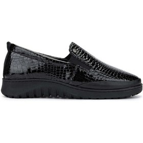 Resim Tamer Tanca Kadın Hakiki Deri Siyah Rugan Casual Ayakkabı 1053 25 Bn Ayk Sk24-25 Syh Fsly Rgn Siyah Rugan 