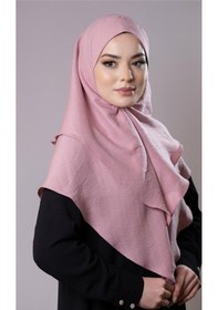 Resim Hürrem Bone Pudra Pratik Hazır Geçmeli Tesettür Eşarp Pamuk Caz Kumaş Çift Katlı Düz Hijab 2303 06 
