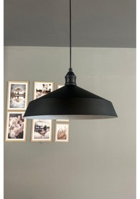 Resim Lema Tekli Avize Siyah Lale Başlık Sarkıt Lamba Restoran Cafe Salon Avizeleri Siyah 