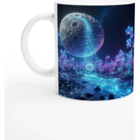 Resim Kova Burcu Baskılı Kahve Kupası - Ay Işığında Zodyak Bahçesi Vs1 