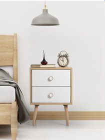 Resim Flora Moderna Iki Çekmeceli Komodin Meşe 