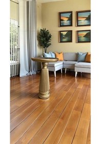 Resim El Yapımı Ahşap Tekli Yan Sehpa Altın Renk Modern Mantar Sehpa Kahverengi 