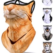 Resim Hızlı Kuruyan 3D Kedi Desenli Güneş Koruma Yüz & Boyun Kapağı - Nefes Alabilir, Dış Mekan Sporları & Bisiklet için İdeal, Sarı, Güneş Kremi, Tam Yüz 