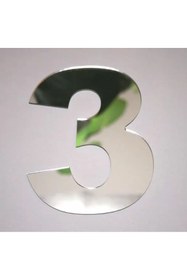 Resim zafrakreklam Daire Numarası 1 mm Gümüş Ayna Pleksi Yapışkanlı Ölçü 9X4 Cm No- 3 ÜÇ 