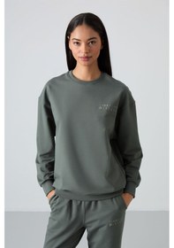 Resim Tommy Life Çağla Basic Pamuklu O Yaka Oversize Lastik Paça Kadın Eşofman Takım - 95287 Çağla 