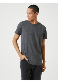Resim Koton Basic Tişört Slim Fit Bisiklet Yaka Kısa Kollu Pamuklu Gri 3sam10057hk 3sam10057hk031 Gri 