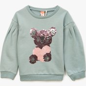 Resim Kız Bebek Pamuklu Pullu Bisiklet Yaka Uzun Kollu Sweatshirt 