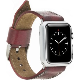 Resim Apple Watch Uyumlu Deri Kordon 42-44-45MM SM25 Bordo 