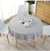 Resim Shineyee Japon Usulü Düz Renkli Antipyasanlı Pamuklu Masa Örtüsü - Hafif Gri, Sade Desenli, Dekoratif Masa Kılıfı 