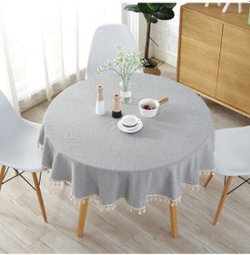Resim Shineyee Japon Usulü Düz Renkli Antipyasanlı Pamuklu Masa Örtüsü - Hafif Gri, Sade Desenli, Dekoratif Masa Kılıfı 