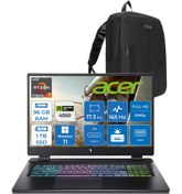 Resim Acer Nitro 17 Amd Ryzen 7 7735HS 96GB Ddr5 1tb SSD RTX4050 140W 6gb 17.3" Fhd IPS 165HZ Windows 11 Home Taşınabilir Bilgisayar NHQL1EY003H30 + Zetta Çanta 