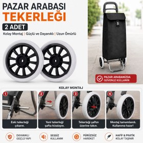 Resim Çok Amaçlı Lüks Ses Yapmaz Pazar Arabası Tekerliği 17 Cm 